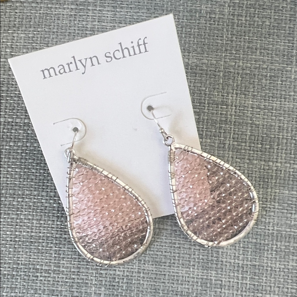 Marlyn Schiff Pink and Silver Teardrop Earrings by Anthropologie
